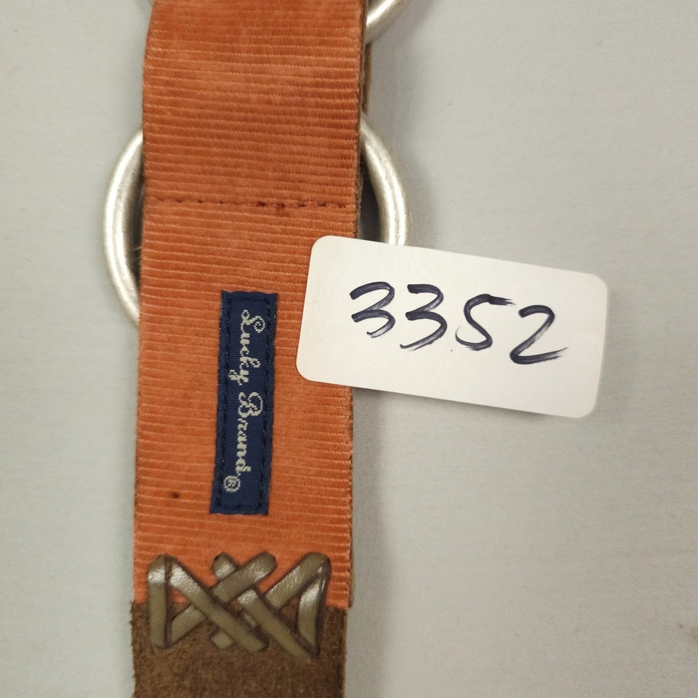 Vintage Lucky Brand Leather Belt Women 30 Inch Length Leather Corduroy Patchwork - Picture 15 of 15